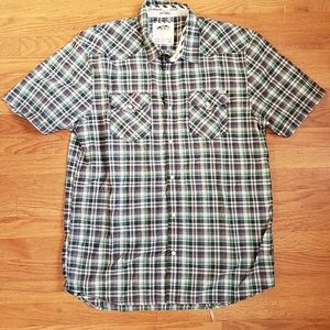 VANS PLAID SHIRT Snap PEARL Buttons Off the Wall Custom Short Sleeve Sz XL